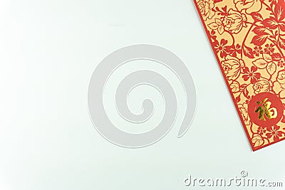 Red packet Chinese New Year Angpao isolated on white background. Chinese wording is Stock Photo