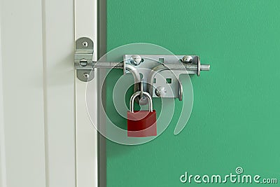 Red Padlock on self storage unit Stock Photo