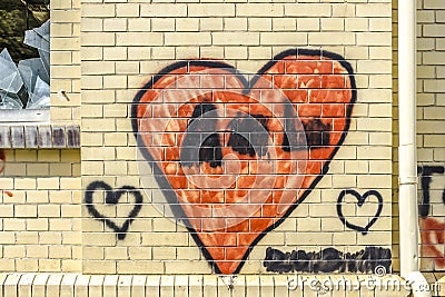 Red painted heart shape Editorial Stock Photo