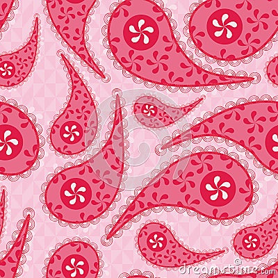 Red paisley seamless pattern Vector Illustration