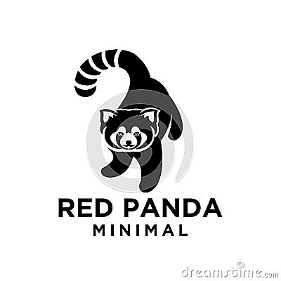 Red panda black logo icon design Vector Illustration