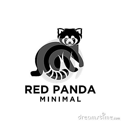 Red panda black logo icon design Vector Illustration