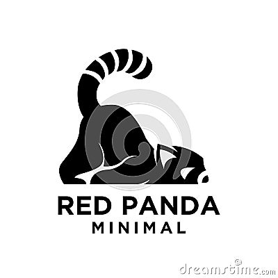 Red panda black logo icon design Vector Illustration