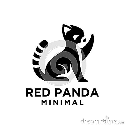 Red panda black logo icon design Vector Illustration