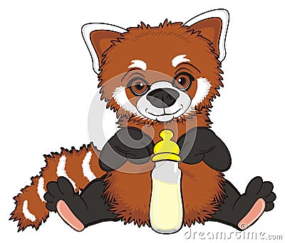 Red panda with bottle Stock Photo