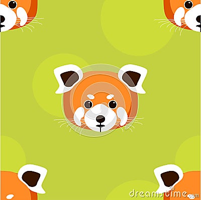 Red panda head patten Vector Illustration