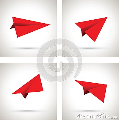 Red paper aeroplanes Vector Illustration
