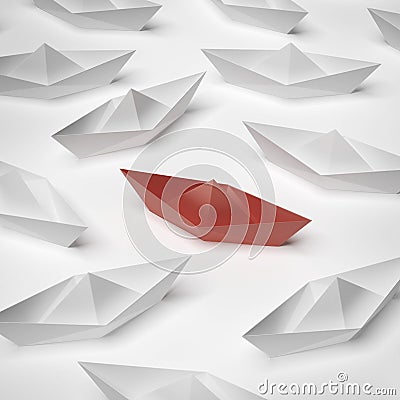 Red paper boat Stock Photo