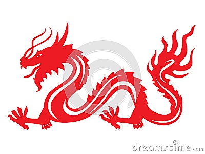 Red paper cut a China Dragon zodiac symbols vector design Vector Illustration