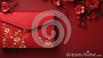 Red paper envelope with golden, representing luck and joy in Chinese tradition Stock Photo