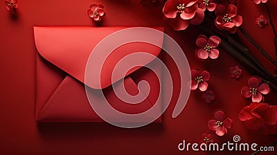 Red paper envelope with golden, representing luck and joy in Chinese tradition Stock Photo