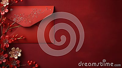 Red paper envelope with golden, representing luck and joy in Chinese tradition Stock Photo