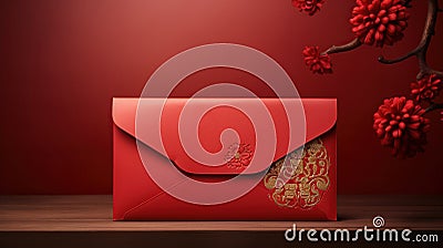 Red paper envelope with golden, representing luck and joy in Chinese tradition Stock Photo