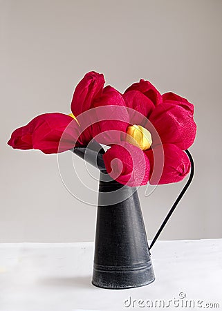 Red paper flowers Stock Photo