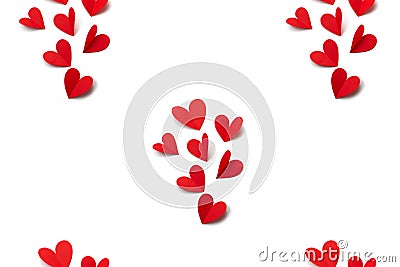 Red paper hearts on white background concept of Valentine's day Stock Photo