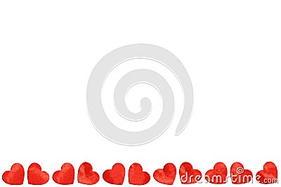 Red paper Hearts On White Background For Valentines Day Stock Photo