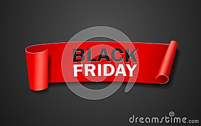 Red paper roll, black friday concept design on black background Vector Illustration