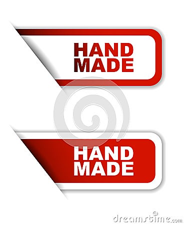 Red paper sticker hand made two variant Stock Photo