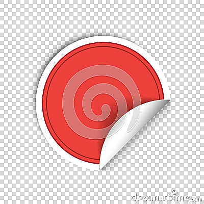 Red paper stickers on transparent background. Round sticker labels stamp. Vecror Vector Illustration