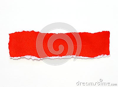 Red paper tears on white Stock Photo