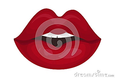 Red parted lips. Sexy lips, passion, desire. Vector illustration Vector Illustration