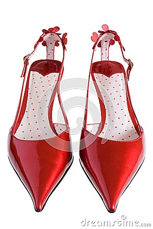 Red patent-leather shoes Stock Photo