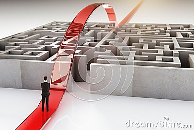 Red path and businessman Stock Photo