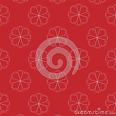 minimalistic red white ornament background pattern simple flower element Stock Photo