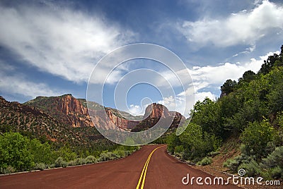 Red Pavement Road Stock Photo