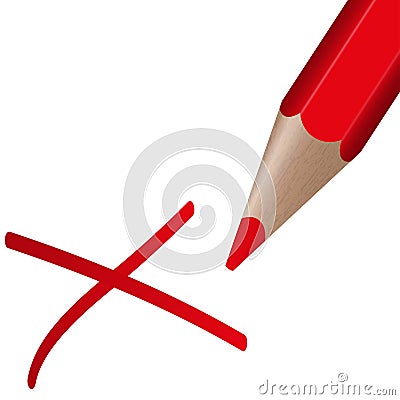 red pen with cross Vector Illustration