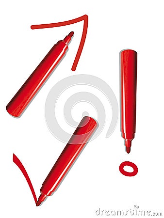Red pen with signs Stock Photo