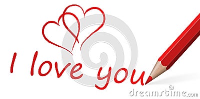 red pen with text I love you Vector Illustration