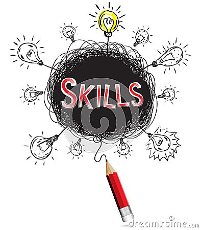 Red pencil idea concept red skill education and business. Vector Illustration