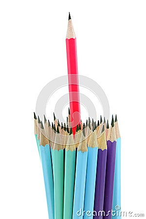 Red pencil, leader concept Stock Photo