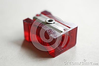 Red Pencil Sharpener Stock Photo