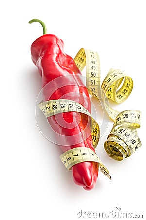 Red pepper and measuring tape Stock Photo