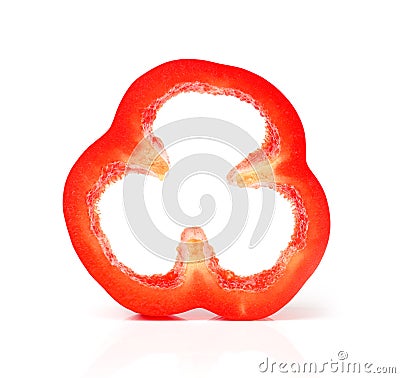 Red pepper slices on white background Stock Photo