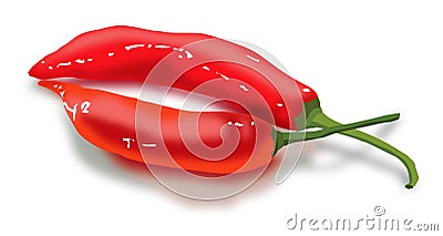 Red peppers as lips Stock Photo