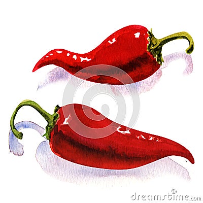 Red peppers isolated on a white background Stock Photo