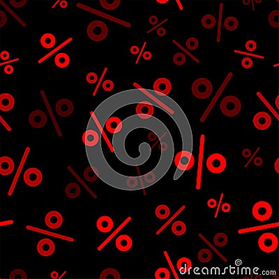 Red percent seamless pattern on black background Vector Illustration