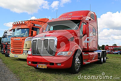 Red Peterbilt Truck in a Show Editorial Stock Photo