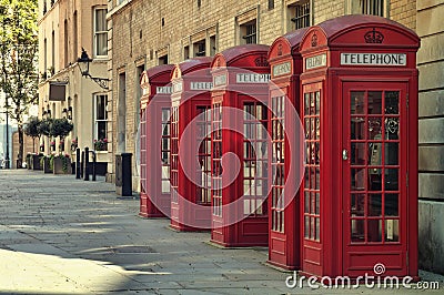 Red Phone Boxes, London Stock Photo