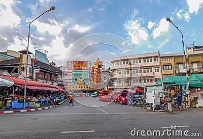 Street scene in Chinatown of Chiang Mai Editorial Stock Photo
