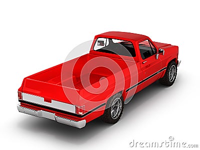Red pickup truck isolated on white 3d Stock Photo