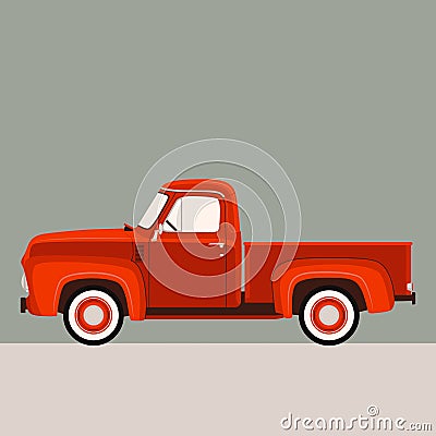 Red pickup, vector illustration , flat style Vector Illustration