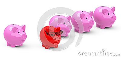 The red piggy bank Stock Photo