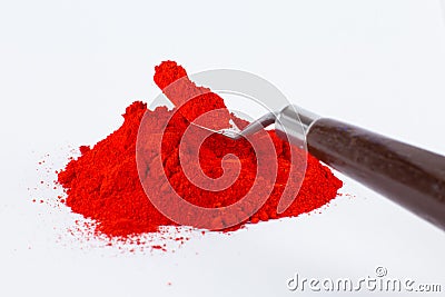 Red pigment on a white background Stock Photo