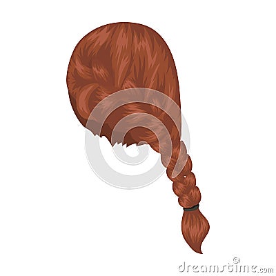 Red pigtail.Back hairstyle single icon in cartoon style vector symbol stock illustration web. Vector Illustration
