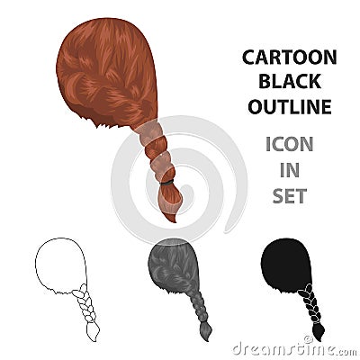 Red pigtail.Back hairstyle in vector symbol stock illustration web. Vector Illustration