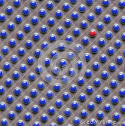 The Red Pill metaphor - one red pill in between lots of blue pills Stock Photo